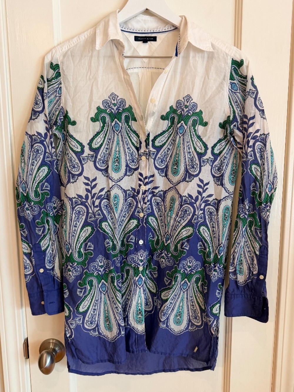 100% Cotton Lightweight Tommy Hilfiger Tunic Button Down Paisley